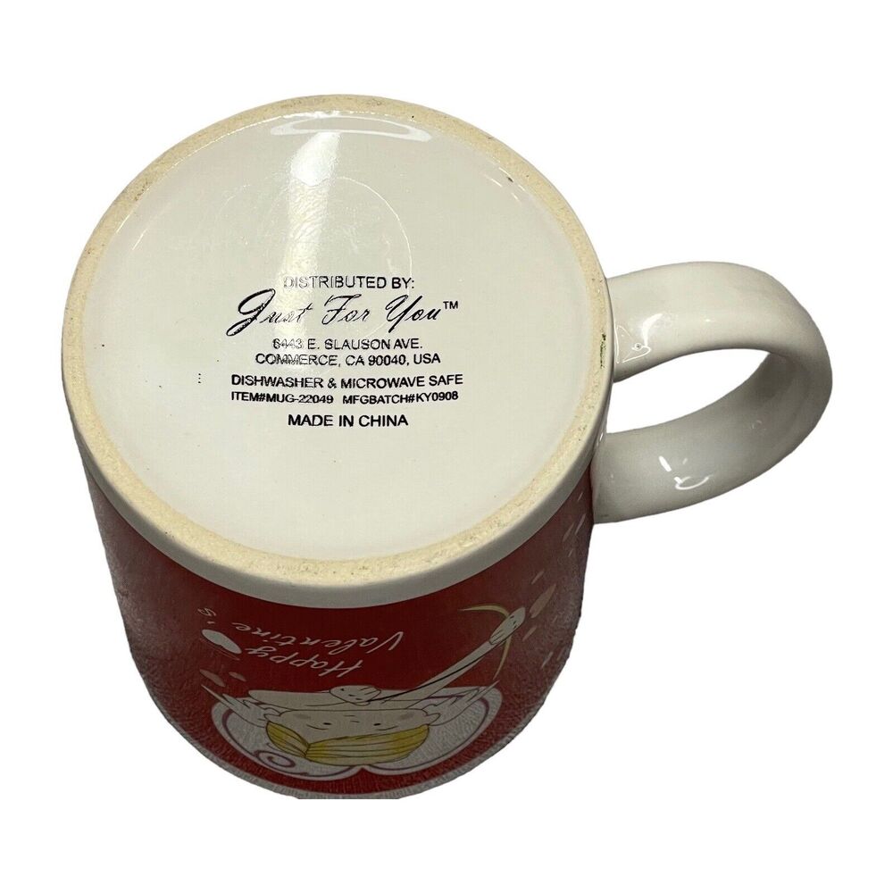 Just For You Coffee Mug Hearts Love Valentine’s Day Red White Cupid - Picture 5 of 6